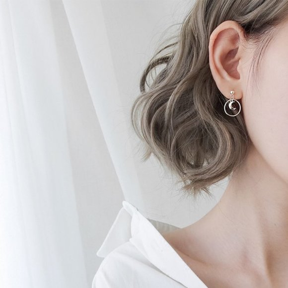 Jewelry - NEW 925 Sterling Silver Moon Circle Earrings